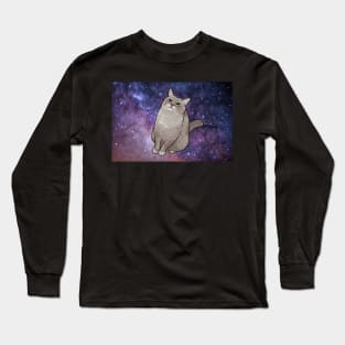 painted blini kot in space Long Sleeve T-Shirt